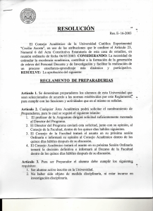 Reglamento de preparadurías - Universidad Católica " Cecilio Acosta "