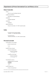 Departament of Private International Law and History of Law Datos