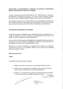 Procedimientos específicos en materia de prevención sobre el