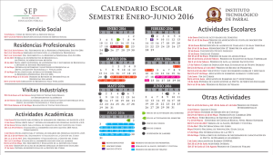 Calendario Escolar Semestre Enero
