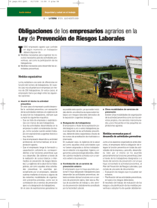 Obligaciones de los empresarios agrarios en la Ley de Prevención