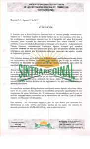 SINDICATO NACIONAL DE EMPLEADOS DE LA REGISTRADURÍA