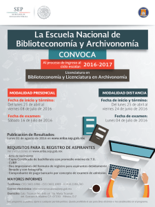 2016-2017 CONVOCA La Escuela Nacional de Biblioteconomía y