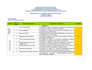 Unidad No. de Sesión Nombre de la Sesión Propósito de la Sesión