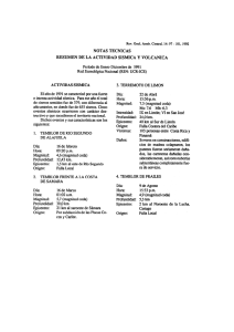 NOTAS TECNICAS RESUMEN DE LA ACTIVIDAD SISMICA Y