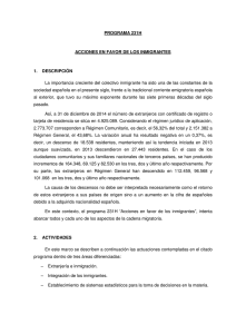 PROGRAMA 231H ACCIONES EN FAVOR DE LOS INMIGRANTES