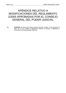 Apéndice relativo a modificaciones del Reglamento