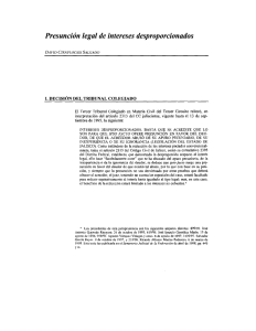 Presuncíán legal de intereses desproporcionados