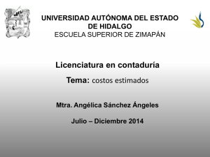 Costos estimados - Universidad Autónoma del Estado de Hidalgo