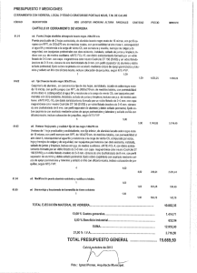 PRESUPUESTO Y MEDICJONES CERRAMIENTO con VIDRIERA