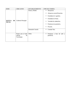 SEDE UBICACION ESTABLECIMIENTO TIPO DE COMIDA QUINTA