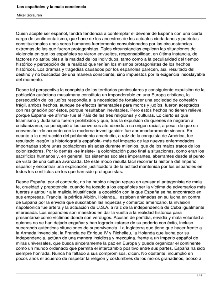 Los Espa oles Y La Mala Conciencia