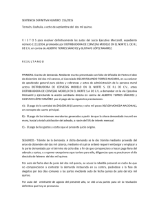 SENTENCIA DEFINITIVA NUMERO 215/2015 Torreón, Coahuila, a