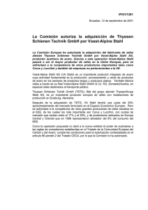 La Comisión autoriza la adquisición de Thyssen