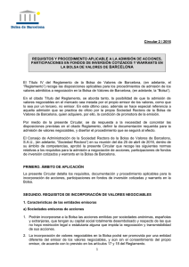 Requisitos y procedimiento aplicable a la admisión de acciones