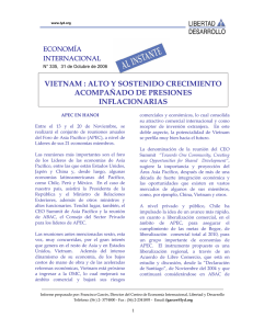 vietnam : alto y sostenido crecimiento acompañado de presiones