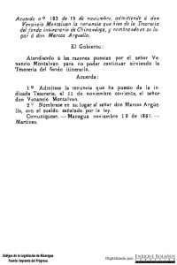 Acuerdo - Admitiendo a don Venancio Montalván la renuncia que