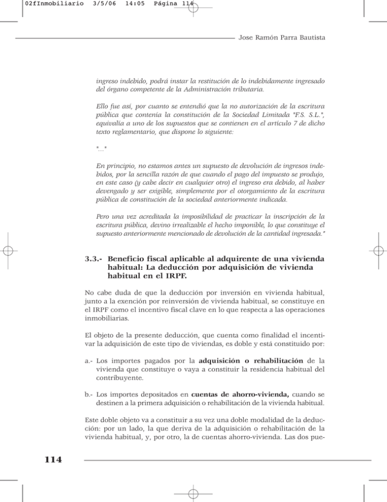 La deducción por adquisición de vivienda habitual en