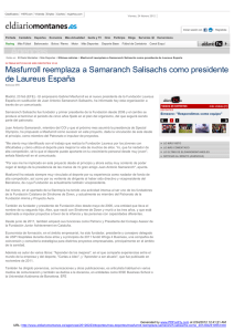 Masfurroll reemplaza a Samaranch Salisachs como presidente de