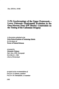 U-Pb Geochronology of the Upper Proterozoic - ETH E