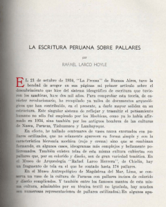 LA ESCRITURA PERUANA SOBRE PALLARES