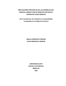 Implicaciones procesales de las anomalías del negocio jurídico que