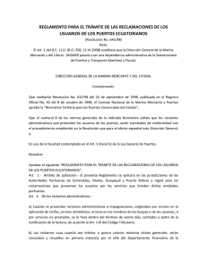 reglamento para el trámite de las reclamaciones de los usuarios de