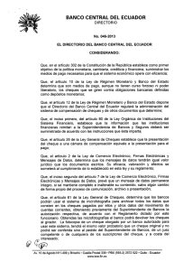 Page 1 BANCO CENTRAL DEL ECUADOR DIRECTORIO No. 046