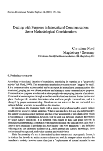 Dealing with Purposes in Intercultural Communication