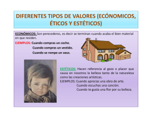 diferentes tipos de valores (ecónomicos, éticos y estéticos)