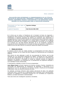 Informe ANECA - Ministerio de Educación, Cultura y Deporte