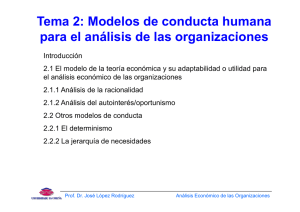 Tema 2: Modelos de conducta humana l áli i d l i i para el análisis de