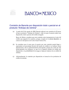 Comisión de Banorte por disposición total o parcial en el producto