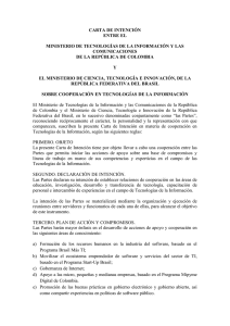 CARTA DE INTENCIÓN ENTRE EL MINISTERIO DE
