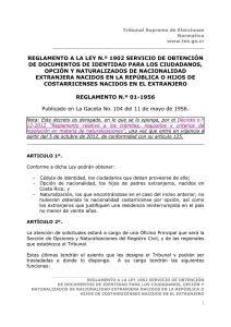 REGLAMENTO A LA LEY N.º 1902 SERVICIO DE OBTENCIÓN DE