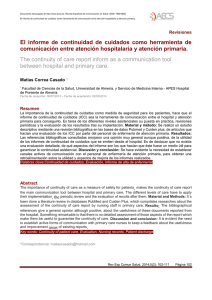 El informe de continuidad de cuidados como herramienta de