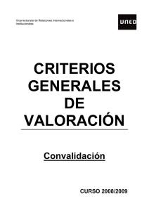 Criterios Generales de Valoración