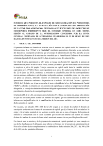 Informe del Consejo de Administración en relación con el aumento