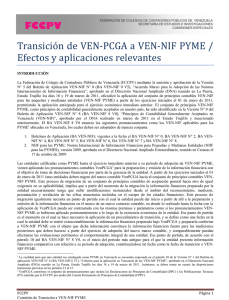 Transición de VEN-PCGA a VEN-NIF PYME / Efectos y aplicaciones