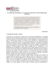 La apertura petrolera y la articulación de un nuevo programa político.