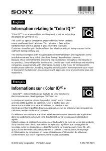 Information relating to “Color IQ™” Informations sur « Color
