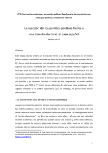 La reacción del los partidos políticos frente a una derrota electoral