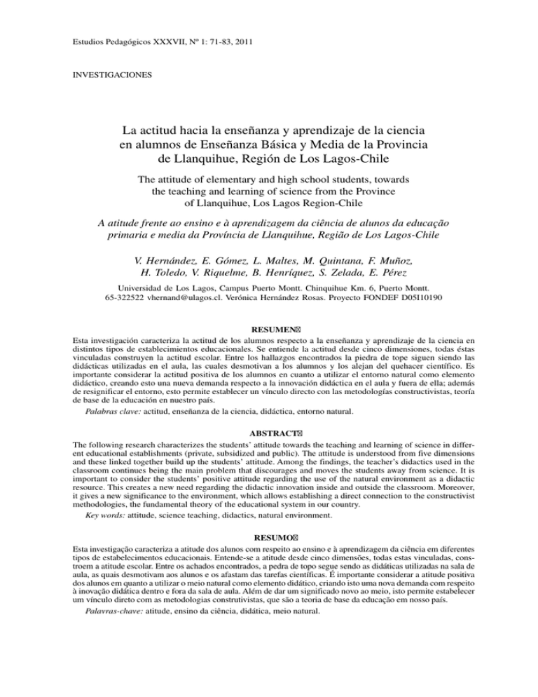 La Actitud Hacia La Enseñanza Y Aprendizaje De La Ciencia En