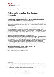 Verisec recibe un pedido de un banco en Venezuela