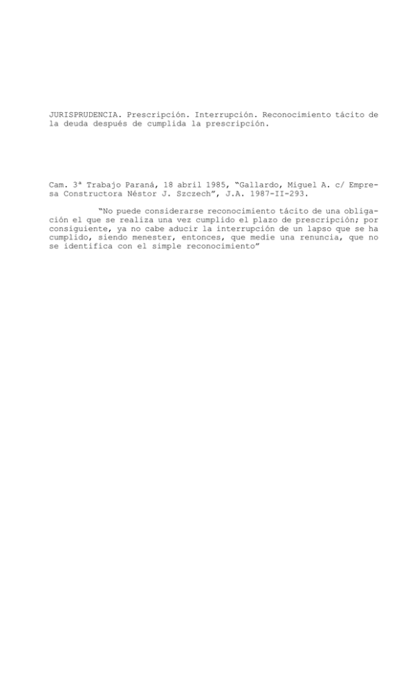 Obligaciones Naturales Prescripci n