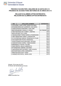 proves d`accès per a majors de 45 anys 2012