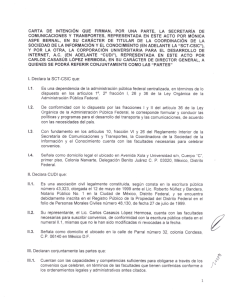 CARTA DE INTENCIÓN QUE FIRMAN, POR UNA PARTE, LA