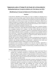 Reglamento sobre el Trabajo Fin de Grado de la Universidad de