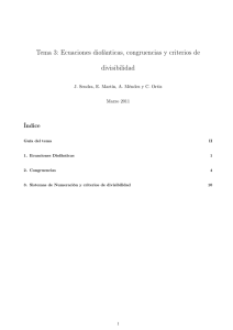 Tema 3: Ecuaciones diofánticas, congruencias y criterios de