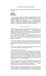 Torreón, Coahuila, a (06) seis de Abril del Año Dos (2016) Dos Mil